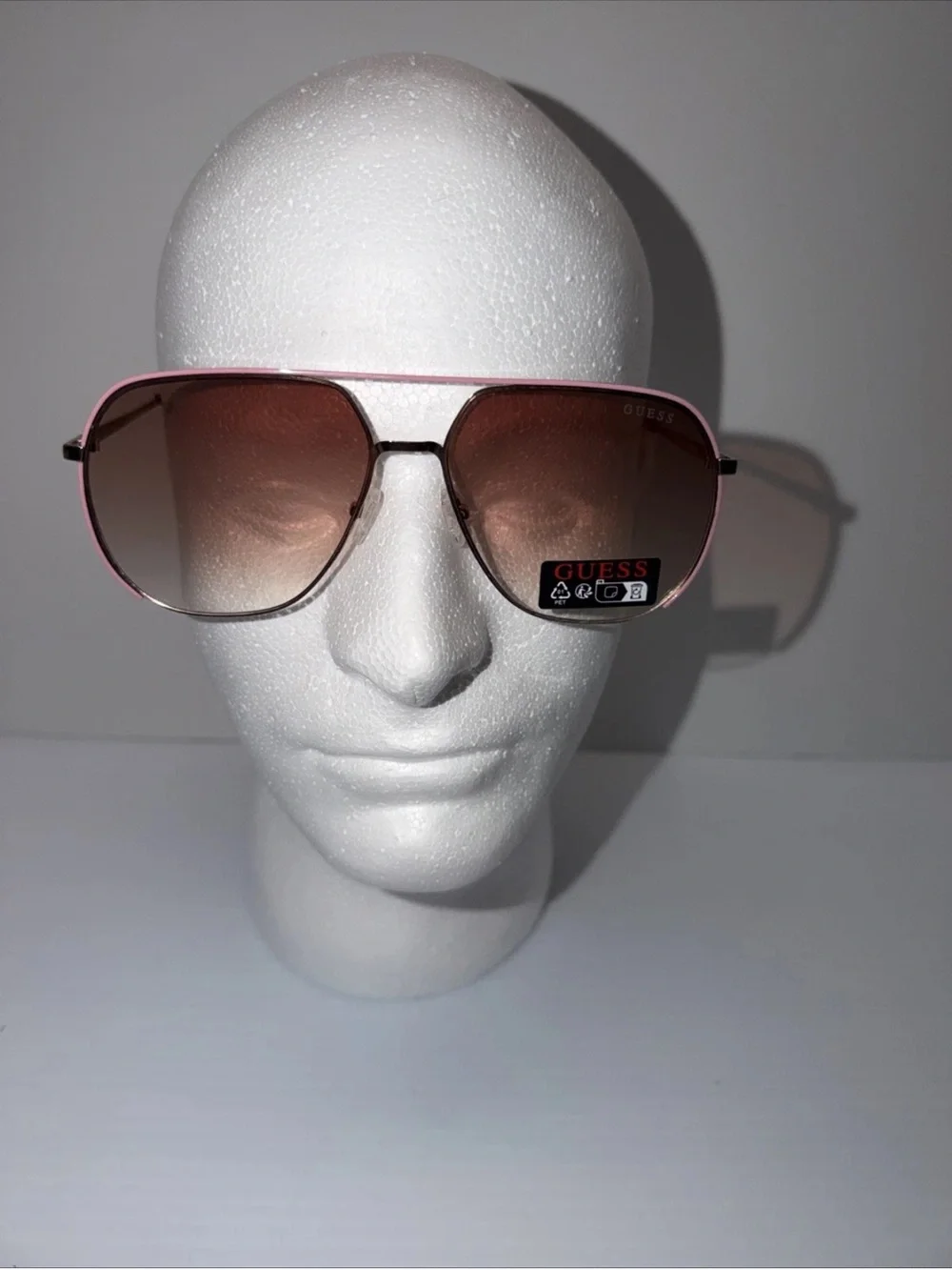 GUESS Pink Frame Brown Gradient Aviator Sunglasses